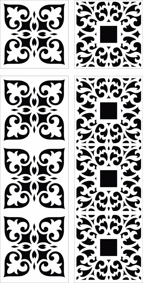 طرح جداکننده درز گل گریل ست برای برش لیزری - divider seamless floral grill set for laser cutting - برای دستگاه CNC چوب و لیزر (سی ان سی)