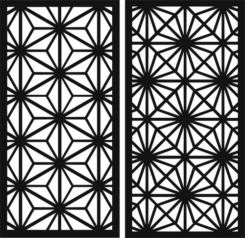 طرح‌های صفحه نمایش گلدار یکپارچه جداکننده برای برش لیزری - divider seamless floral screen designs set for laser cut ve - برای دستگاه CNC چوب و لیزر (سی ان سی)