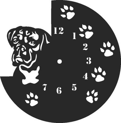 طرح ساعت دیواری سگ - dog wall clock - برای دستگاه CNC چوب و لیزر (سی ان سی)