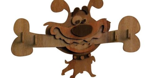 طرح سگ با جاکلیدی استخوانی لیزر - dog with bone key holder laser cut - برای دستگاه CNC چوب و لیزر (سی ان سی)