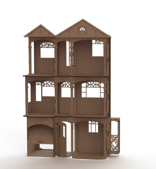 طرح خانه عروسکی آمریکایی برای برش لیزری - doll house american for laser cut ve - برای دستگاه CNC چوب و لیزر (سی ان سی)