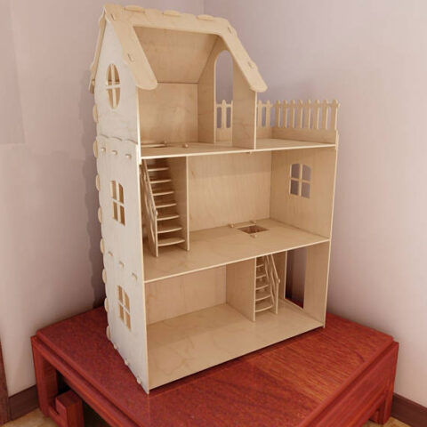 طرح خانه عروسکی مینیاتوری خانه اسباب‌بازی برای برش لیزری - dollhouse miniature toy house for laser cut ve - برای دستگاه CNC چوب و لیزر (سی ان سی)