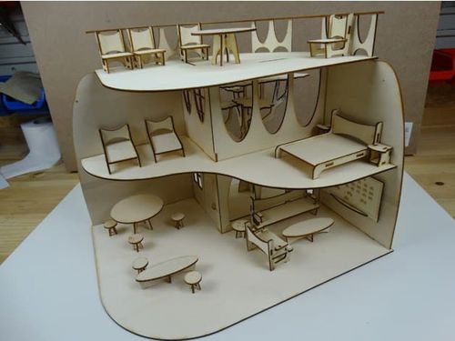 طرح خانه عروسکی با مبلمان برای برش لیزری - doll house with furniture for laser cutting ve - برای دستگاه CNC چوب و لیزر (سی ان سی)