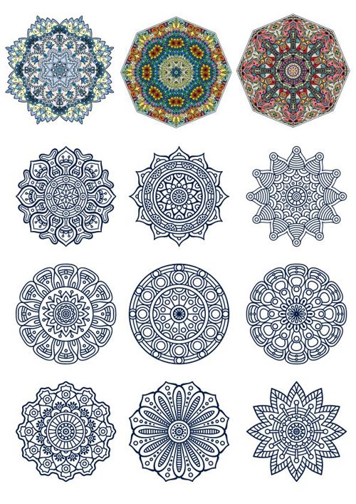 طرح الگوی دایره doodle mandala ornament - doodle circular pattern design mandala ornament ve - برای دستگاه CNC چوب و لیزر (سی ان سی)