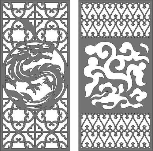 طرح dragon-and-cloud-privacy-partition-indoor-panels-screen-room-divider-for-laser-cut-ve
