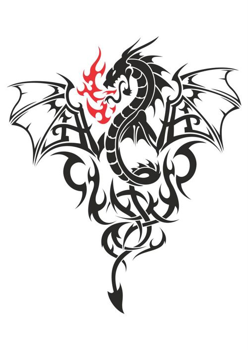 طرح خالکوبی اژدها وی - dragon tattoo ve - برای دستگاه CNC چوب و لیزر (سی ان سی)