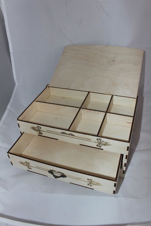 طرح کشو سازماندهنده برش لیزری - drawer organizer laser cut ve - برای دستگاه CNC چوب و لیزر (سی ان سی)