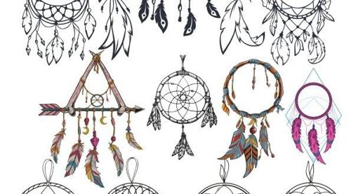 طرح مجموعه دریم کچر کورل دراو حکاکی - dream catcher set corel draw engraving ve - برای دستگاه CNC چوب و لیزر (سی ان سی)