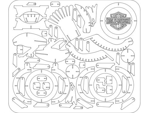 طرح پازل سه بعدی ایگل هارلی (Eagle Harley) - eagle harley 3d puzzle - برای دستگاه CNC چوب و لیزر (سی ان سی)