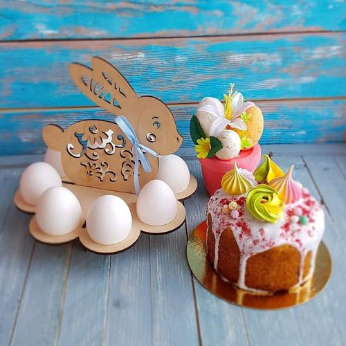 طرح قالب جای تخم خرگوش عید عید عید برای برش لیزری - easter bunny egg holder template for laser cut ve - برای دستگاه CNC چوب و لیزر (سی ان سی)