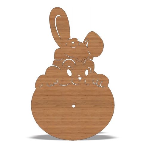 طرح ساعت دیواری عید پاک خرگوشی لیزری - easter bunny wall clock laser cut ve - برای دستگاه CNC چوب و لیزر (سی ان سی)