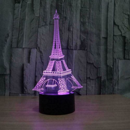 طرح برج ایفل اکریلیک سه بعدی توهم لامپ - eiffel tower acrylic 3d illusion lamp ve - برای دستگاه CNC چوب و لیزر (سی ان سی)