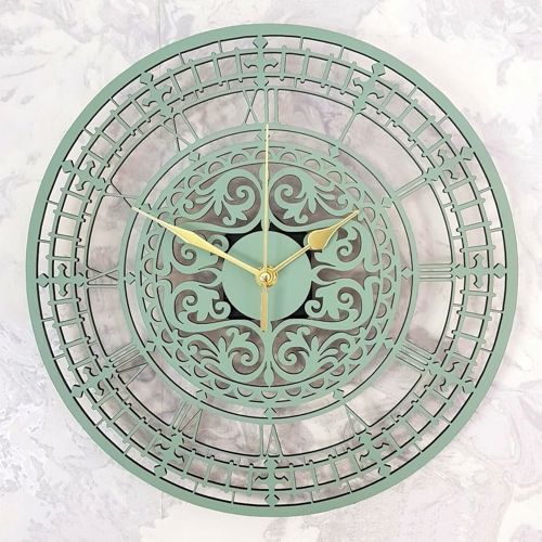 طرح مجموعه ساعت دیواری با طرح گل زیبا برش لیزری - elegant floral design wall clock collection laser cut ve - برای دستگاه CNC چوب و لیزر (سی ان سی)