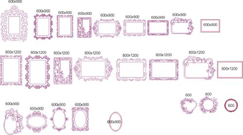 طرح قاب آینه زیبا مجموعه - elegant mirror frame set - برای دستگاه CNC چوب و لیزر (سی ان سی)