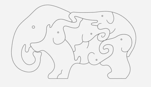 طرح فیل حیوان اره منبت کاری اره مویی پازل قالب - elephant animal jigsaw puzzle template - برای دستگاه CNC چوب و لیزر (سی ان سی)