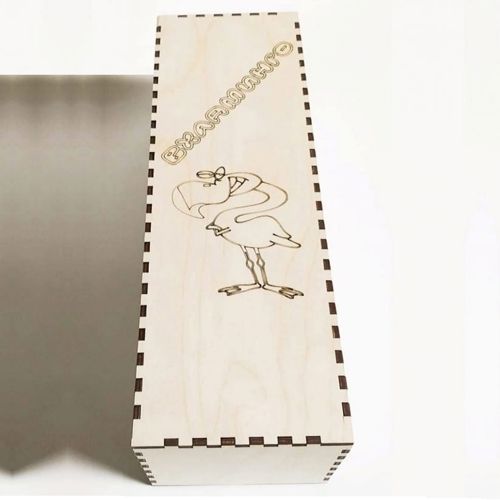 طرح حکاکی فلامینگو یک بطری نوشابه جعبه هدیه برش لیزری - engraved flamingo one wine bottle gift box laser cut ve - برای دستگاه CNC چوب و لیزر (سی ان سی)
