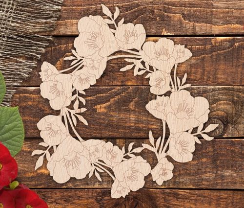 طرح تاج گل حکاکی برای برش لیزر - engrave floral wreath for laser cut ve - برای دستگاه CNC چوب و لیزر (سی ان سی)