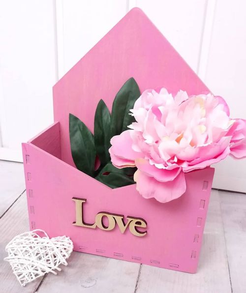 طرح پاکت جعبه گل برای برش لیزری - envelope flower box for laser cut - برای دستگاه CNC چوب و لیزر (سی ان سی)