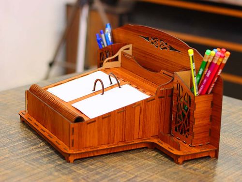 طرح میز اداری اجرایی سازماندهنده 3mm برش لیزر - executive office desk organizer 3mm laser cut ve - برای دستگاه CNC چوب و لیزر (سی ان سی)