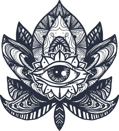طرح تاتو چشم نیلوفر برای برش لیزری - eye lotus tattoo for laser cut ve - برای دستگاه CNC چوب و لیزر (سی ان سی)