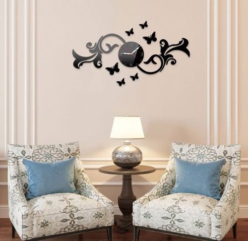 طرح قالب ساعت دیواری فانتزی پروانه‌ای برای برش لیزری - fancy butterfly wall clock template for laser cut ve - برای دستگاه CNC چوب و لیزر (سی ان سی)