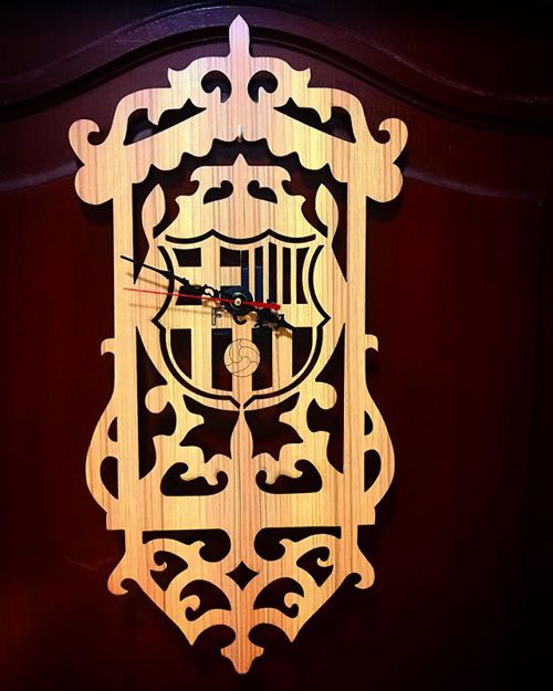 طرح الگوی ساعت دیواری باشگاه فوتبال بارسلونا برای برش لیزری لیزری - fc barcelona wall clock template for laser cut ve - برای دستگاه CNC چوب و لیزر (سی ان سی)