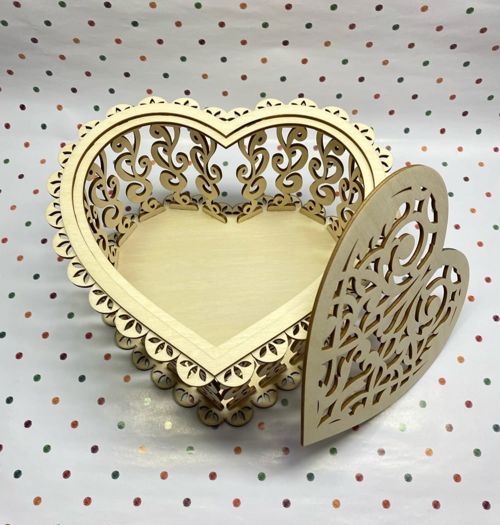طرح جعبه هدیه قلب ملیله دوزی شده برش لیزری - filigree heart gift box laser cut ve - برای دستگاه CNC چوب و لیزر (سی ان سی)