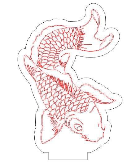 طرح توهم ماهی رهبری - fish led illusion ve - برای دستگاه CNC چوب و لیزر (سی ان سی)