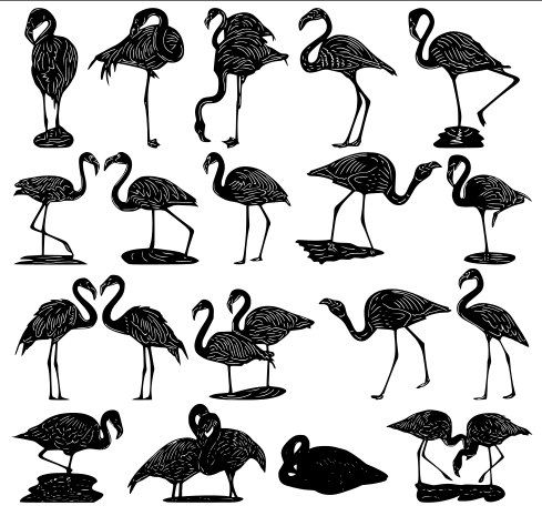 طرح فلامینگو وکتورها بسته - flamingos vectors package - برای دستگاه CNC چوب و لیزر (سی ان سی)
