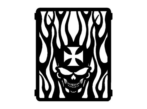 طرح جمجمه شعله‌ور اسکلت - flaming skull - برای دستگاه CNC چوب و لیزر (سی ان سی)