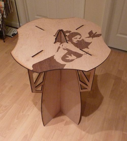 طرح میز کناری تخت بسته شدنی برای برش لیزری - flat packable side table for laser cut - برای دستگاه CNC چوب و لیزر (سی ان سی)