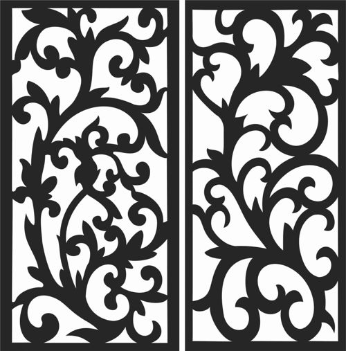 طرح الگوهای صفحه گلدار طراحی - floral screen patterns design 74 - برای دستگاه CNC چوب و لیزر (سی ان سی)