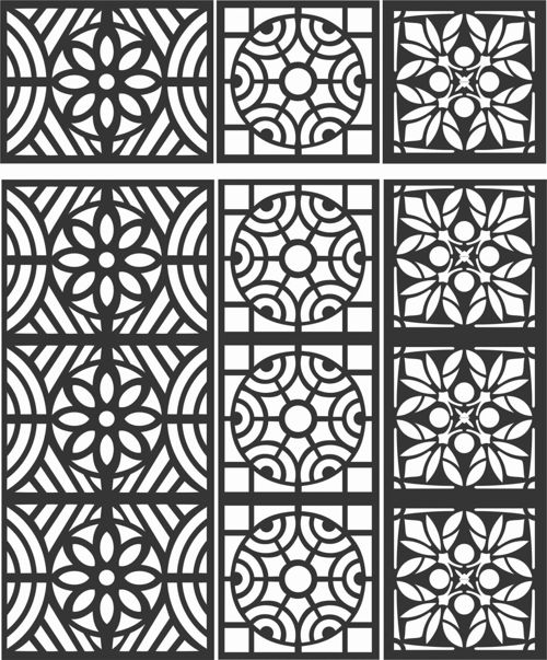 طرح الگوهای گل صفحه طراحی 98 - floral screen patterns design 98 - برای دستگاه CNC چوب و لیزر (سی ان سی)