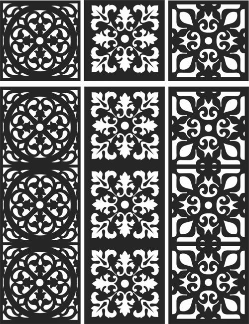 طرح الگوهای گل صفحه طراحی - floral screen patterns design 107 - برای دستگاه CNC چوب و لیزر (سی ان سی)