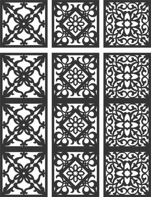 طرح الگوهای گل صفحه طراحی - floral screen patterns design 111 - برای دستگاه CNC چوب و لیزر (سی ان سی)