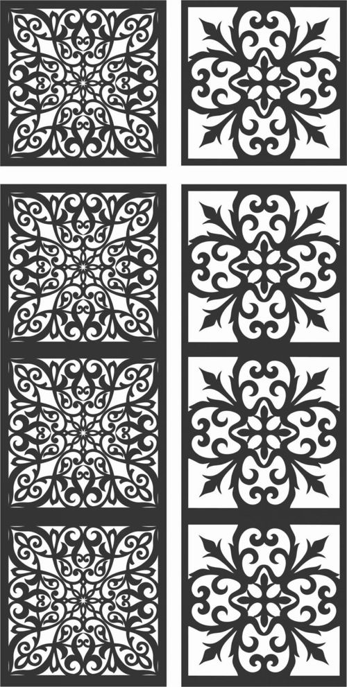 طرح الگوهای صفحه گلدار طراحی - floral screen patterns design 119 - برای دستگاه CNC چوب و لیزر (سی ان سی)