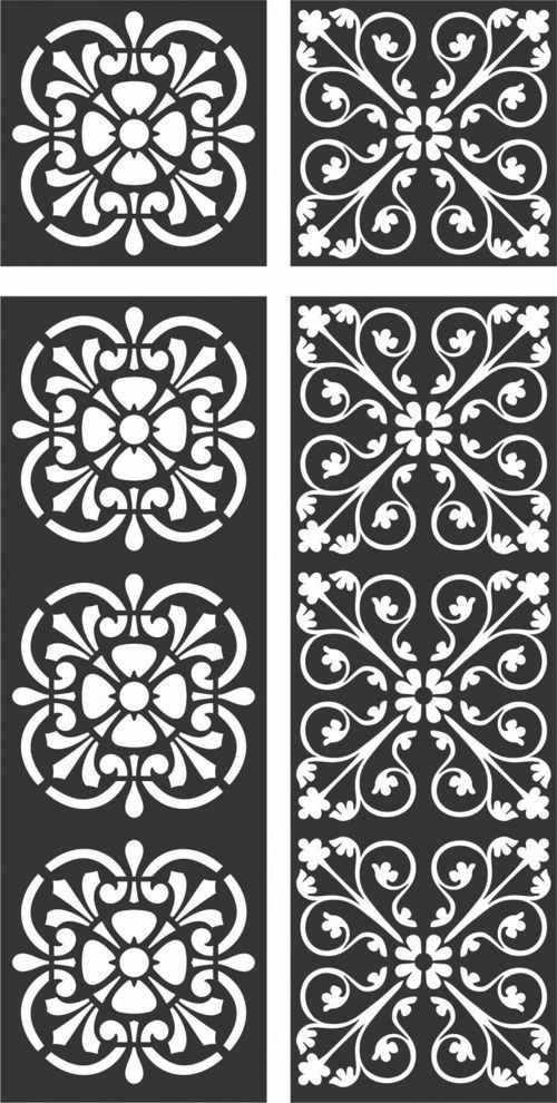 طرح الگوهای صفحه گلدار طراحی - floral screen patterns design 121 - برای دستگاه CNC چوب و لیزر (سی ان سی)