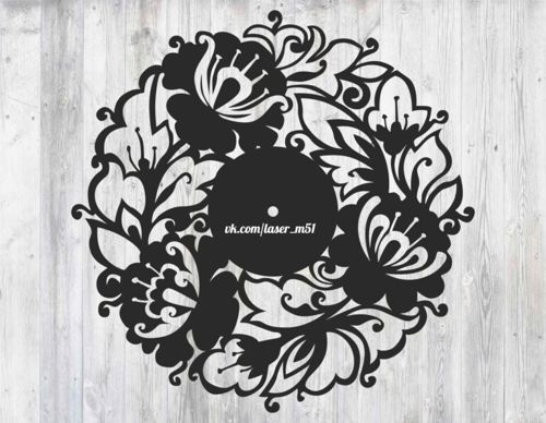 طرح ساعت گل برای برش لیزری - flower clock for laser cut ve - برای دستگاه CNC چوب و لیزر (سی ان سی)