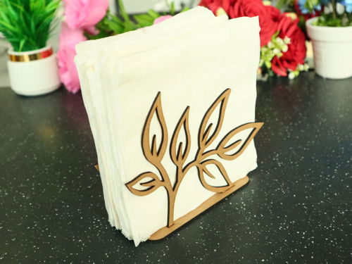 طرح جا دستمال گل تزئینی لیزری - flower decorative napkin holder laser cutting - برای دستگاه CNC چوب و لیزر (سی ان سی)