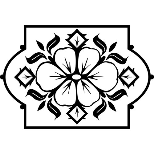 طرح گل در قاب دیواری برچسب - flower design in frame wall sticker - برای دستگاه CNC چوب و لیزر (سی ان سی)