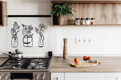طرح flowers-in-pots-metal-wall-art-metal-wall-decor-housewarming-gift-for-laser-cut-ve