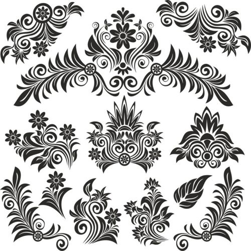 طرح مجموعه گل قدیمی برای برش لیزری - flower vintage set layout for laser cut ve - برای دستگاه CNC چوب و لیزر (سی ان سی)