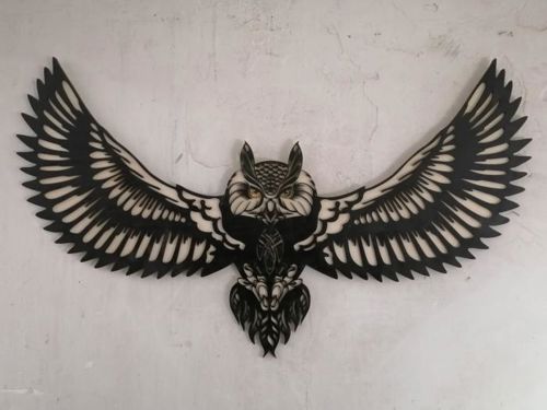 طرح دکور دیواری جغد درحال پرواز برای برش لیزری - flying owl wall decor for laser cut - برای دستگاه CNC چوب و لیزر (سی ان سی)