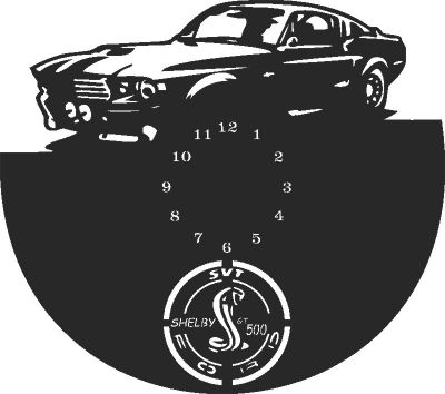 طرح ساعت دیواری فورد جی تی راننده - ford gt500 wall clock ve - برای دستگاه CNC چوب و لیزر (سی ان سی)