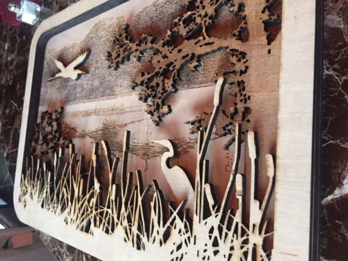 طرح دریاچه جنگلی برای برش لیزری - forest lake layout for laser cut - برای دستگاه CNC چوب و لیزر (سی ان سی)