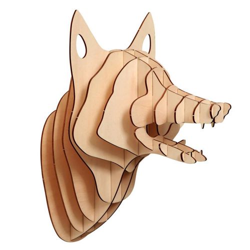 طرح برش لیزری سه بعدی سر روباه طرح وکتور - fox head 3d laser cutting vector plan - برای دستگاه CNC چوب و لیزر (سی ان سی)