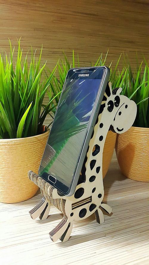 طرح پایه گوشی زرافه شکل برای برش لیزری - giraffe shaped phone standfor laser cut ve - برای دستگاه CNC چوب و لیزر (سی ان سی)