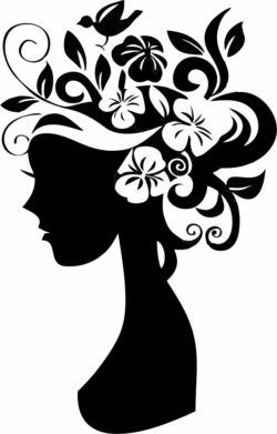 طرح دختری با گل روی سرش برای دستگاه‌های حکاکی لیزری - girl with flowers on her head for laser engraving machines - برای دستگاه CNC چوب و لیزر (سی ان سی)