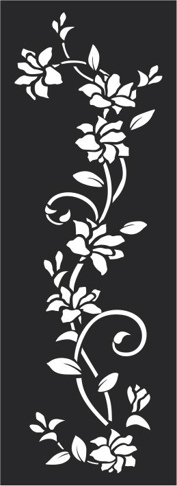 طرح گل روی شیشه ای برچسب دیواری سفید گیاهان گیاه - glass etching flower pattern wall decal white vines ve - برای دستگاه CNC چوب و لیزر (سی ان سی)