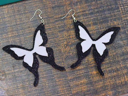 طرح گوشواره پروانه کاغذی طرح گوشواره ورقه فوم لیزر - glitter paper butterfly earring design foam sheet earrings laser cut ve - برای دستگاه CNC چوب و لیزر (سی ان سی)